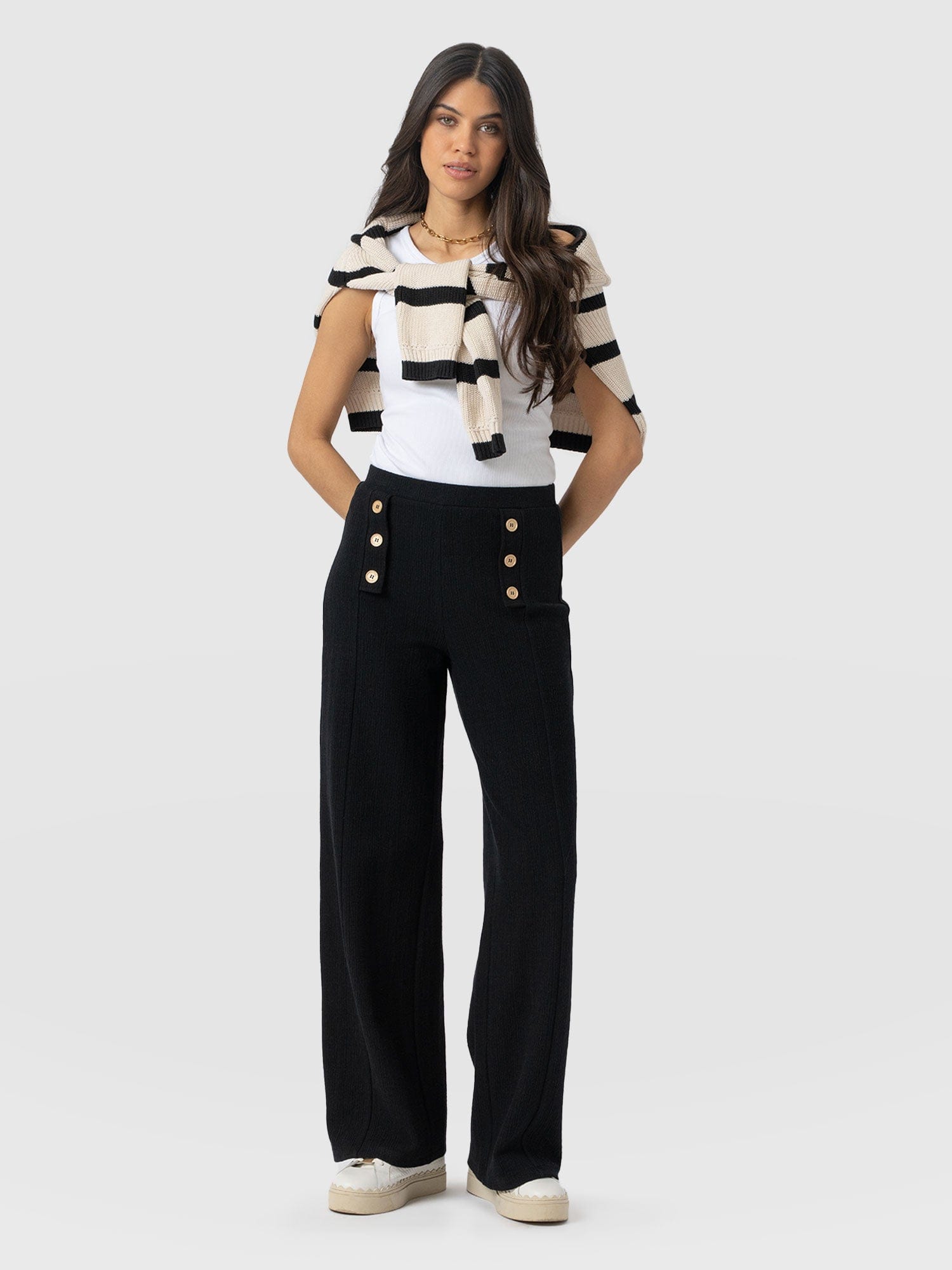 Chelsea Pant - Black Textured - Women's Pants | Saint + Sofia® USA